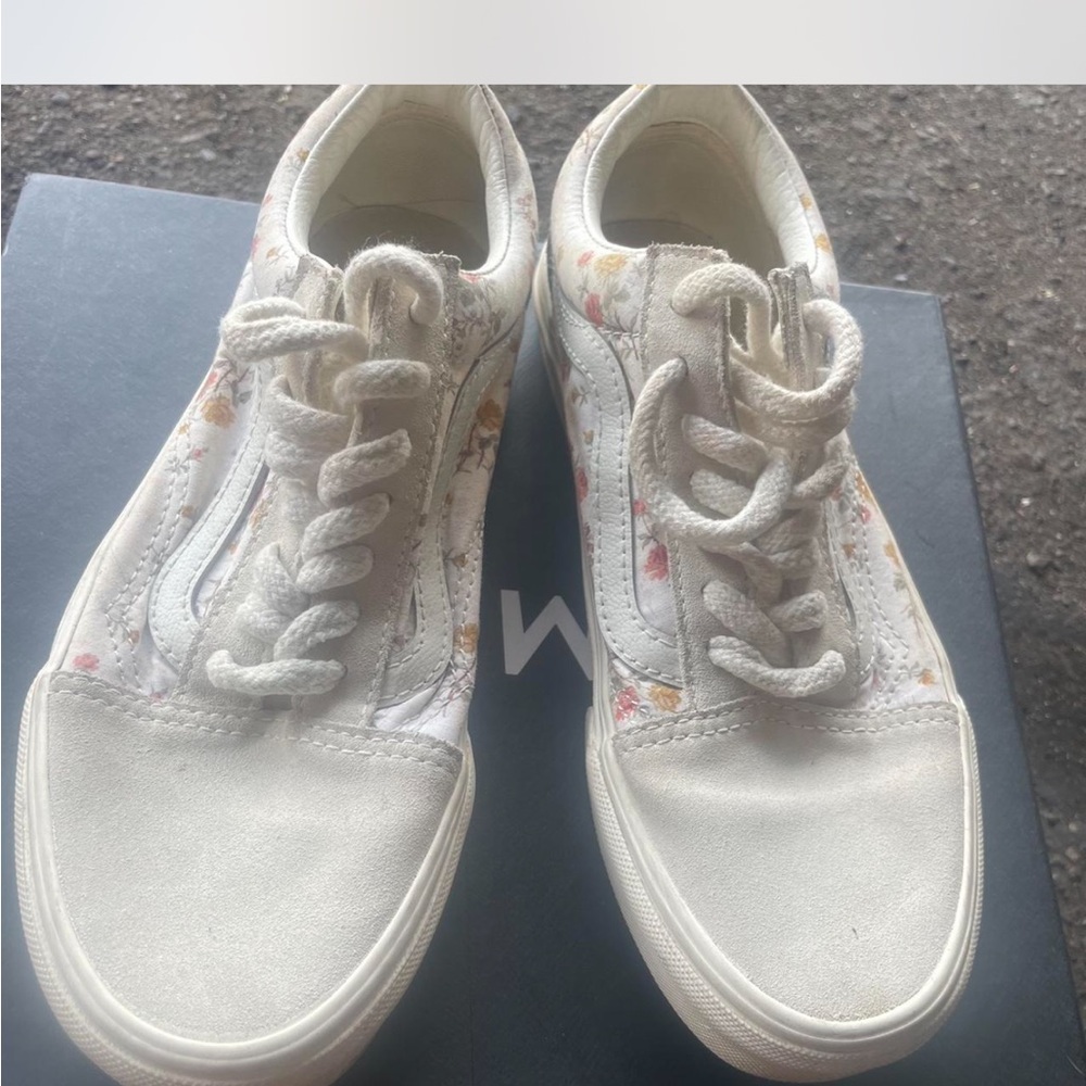 Vans White Floral Women's Sneakers